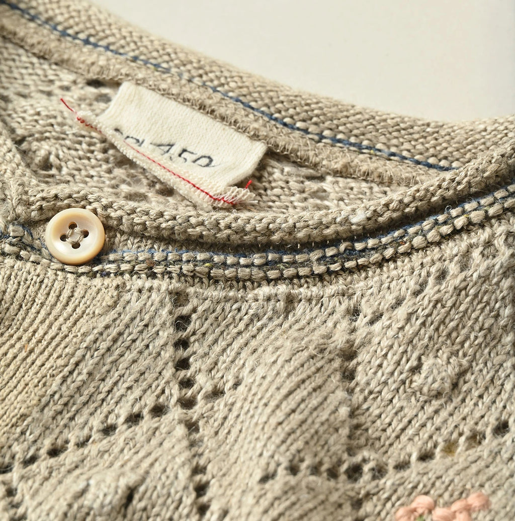 Linen Hippie Flower Bolero Detail