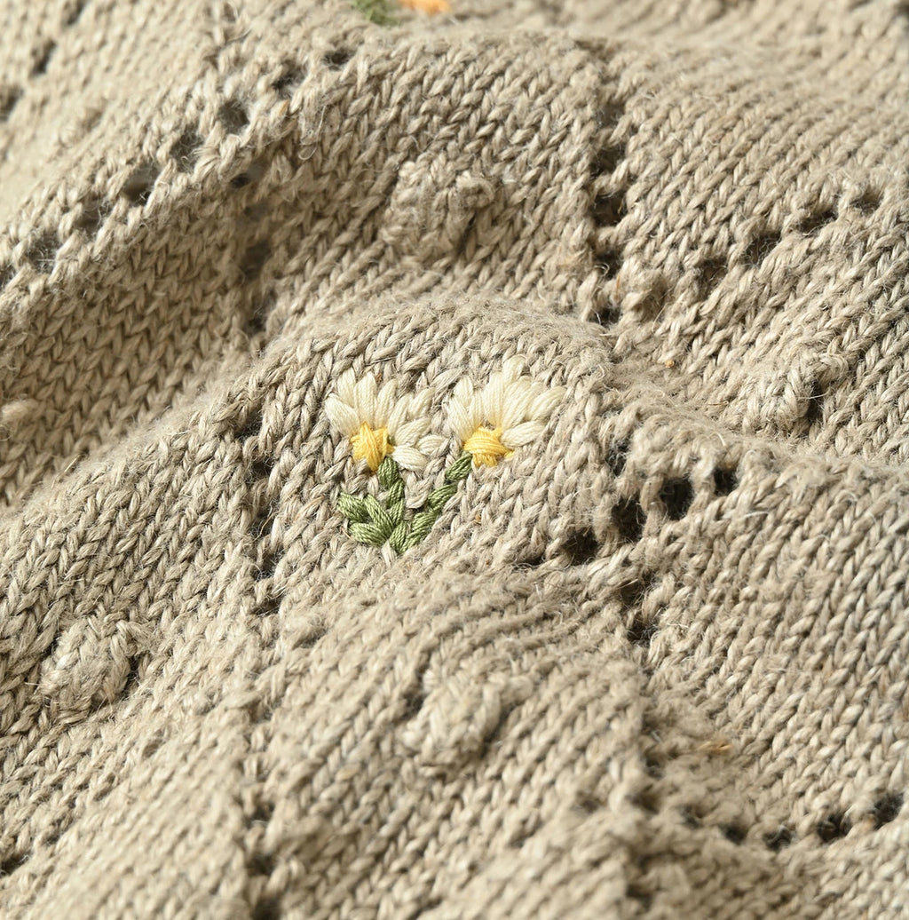 Linen Hippie Flower Bolero Detail