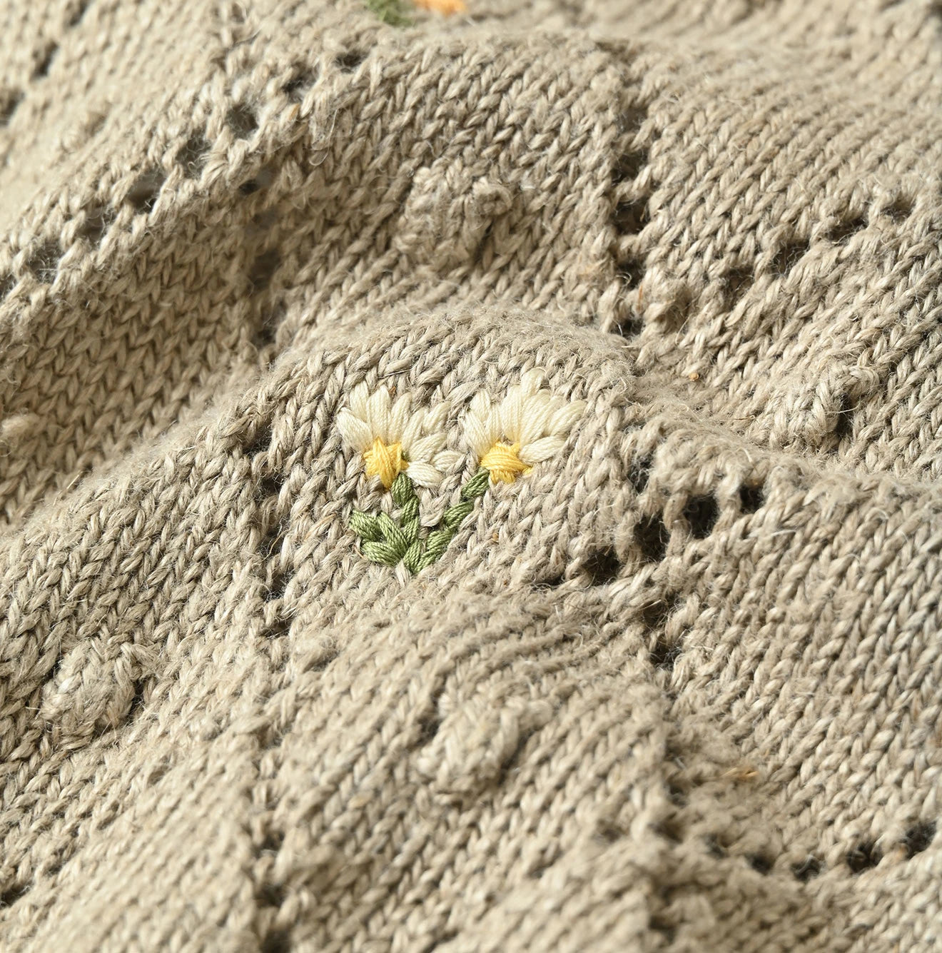 Linen Hippie Flower Bolero Detail