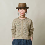 Linen Hippie Flower Bolero Female Model