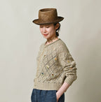 Linen Hippie Flower Bolero Female Model