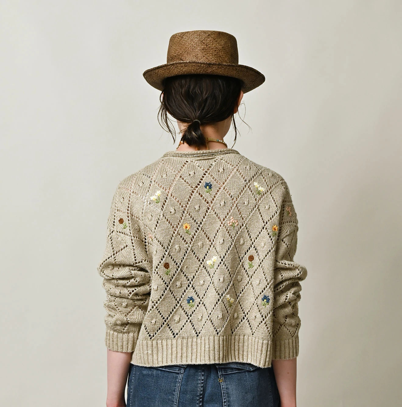 Linen Hippie Flower Bolero Female Model