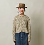 Linen Hippie Flower Bolero Female Model