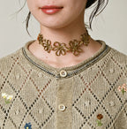 Linen Hippie Flower Bolero Detail