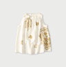 Indian Linen Gold Leaf Print Shirred Sleeveless Shirt