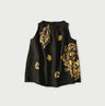 Indian Linen Gold Leaf Print Shirred Sleeveless Shirt