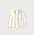 Indian Linen Gold Leaf Print Shirred Sleeveless Shirt