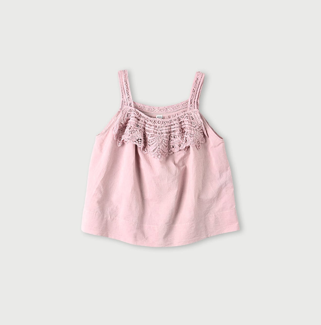 Khadi Ribbon Lace Flare Camisole Pink