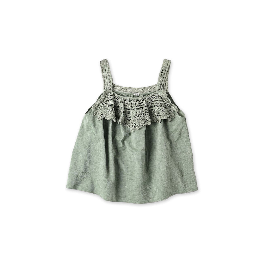Khadi Ribbon Lace Flare Camisole Green