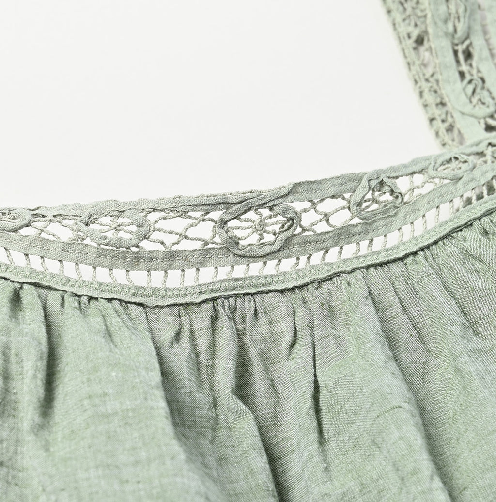 Khadi Ribbon Lace Flare Camisole Detail