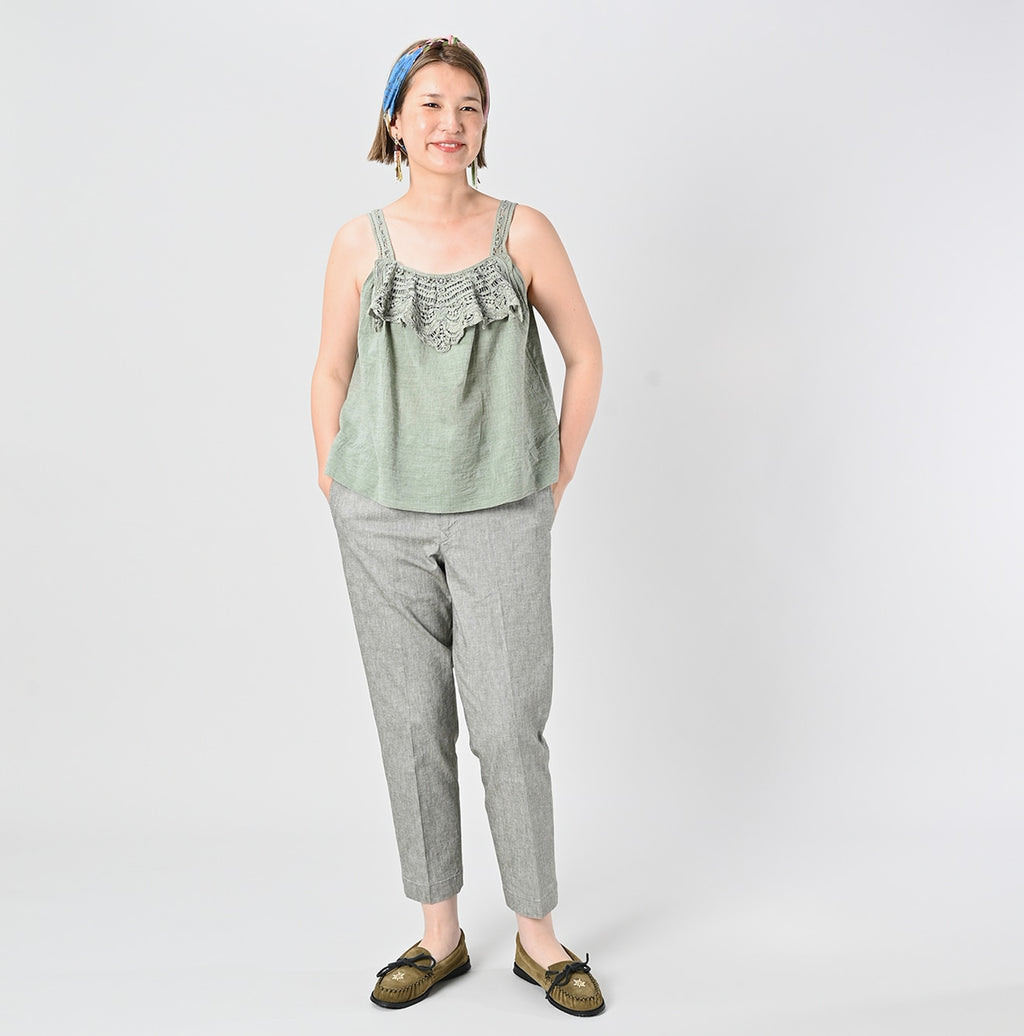 Khadi Ribbon Lace Flare Camisole Female Model