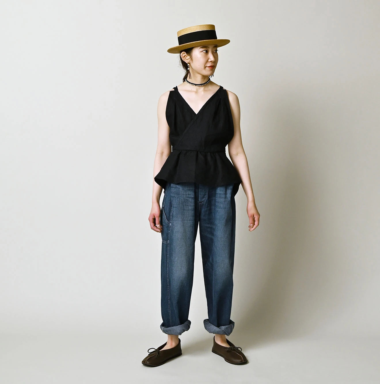 Indigo Linen Cloth Tank Bra