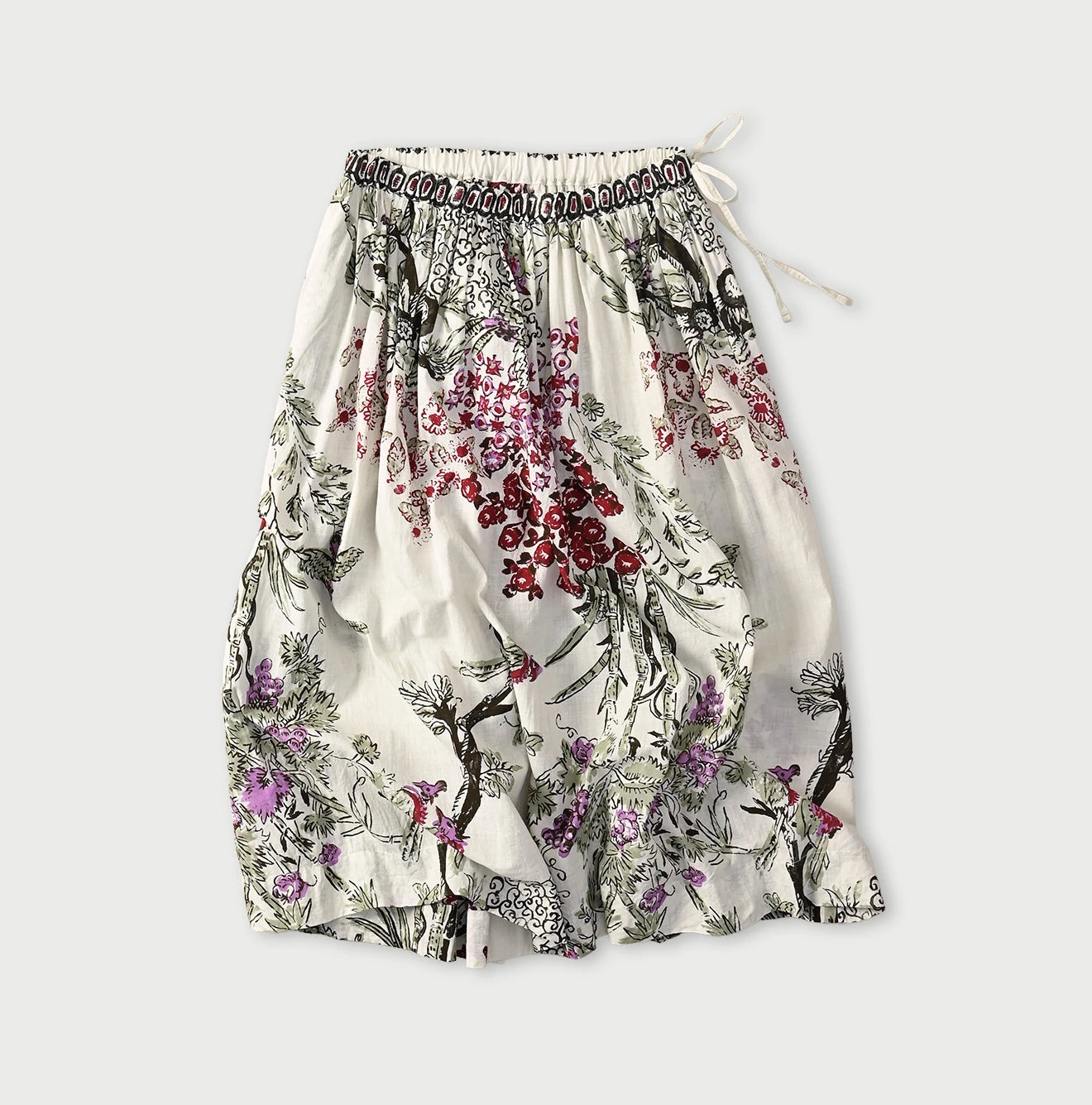 Indian Khadi Palampore Print Easy Gather Skirt