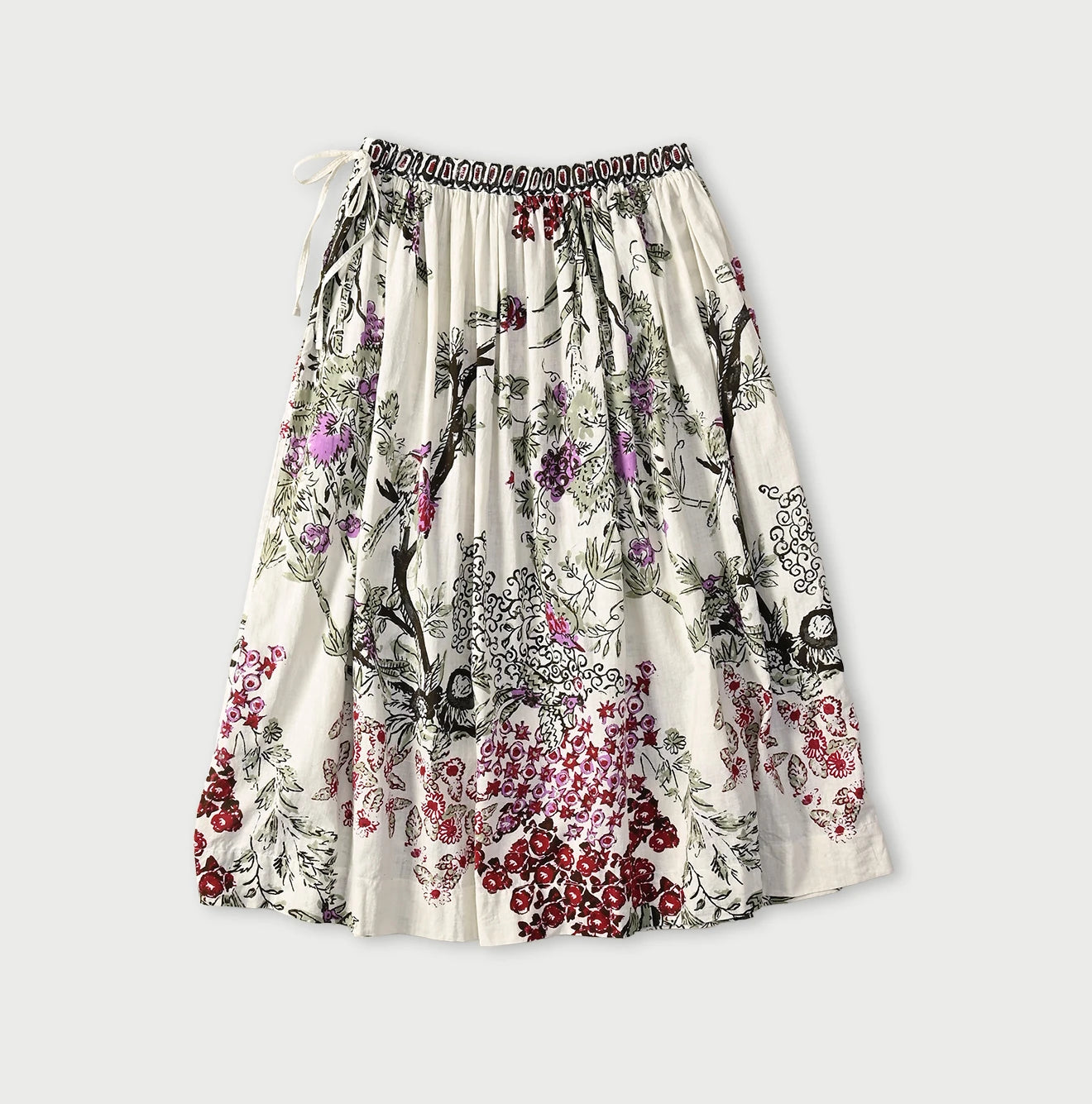 Indian Khadi Palampore Print Easy Gather Skirt