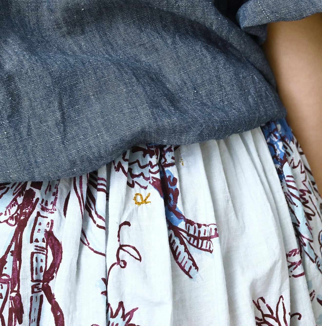 Indian Khadi Palampore Print Easy Gather Skirt
