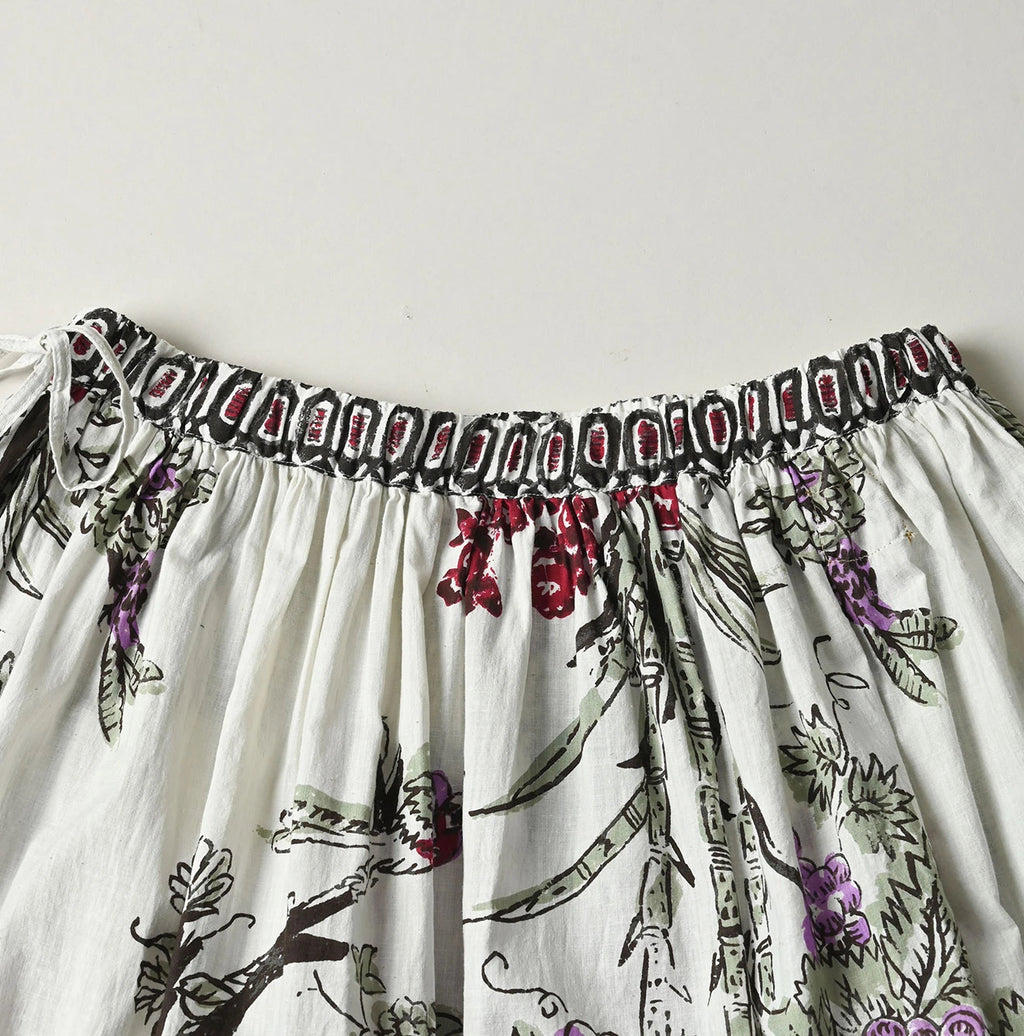 Indian Khadi Palampore Print Easy Gather Skirt