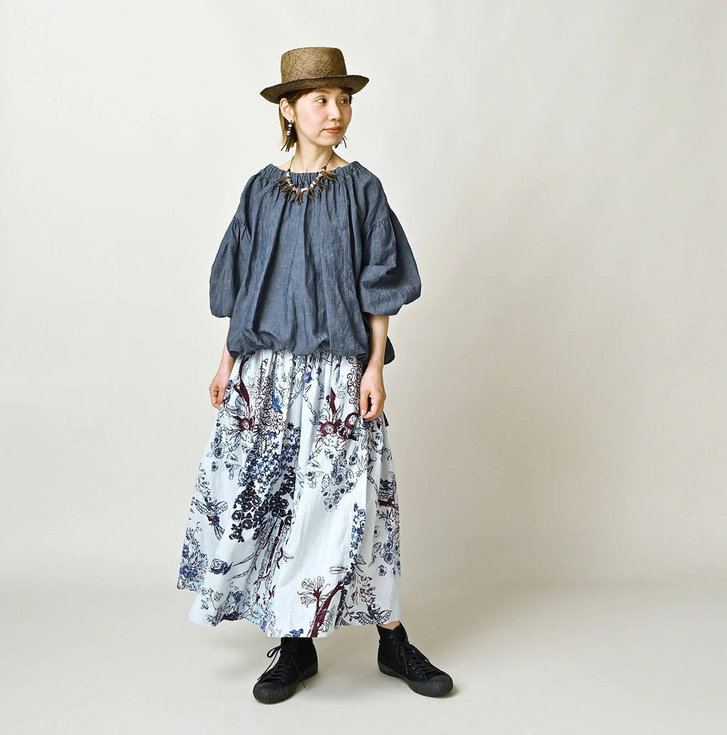 Indian Khadi Palampore Print Easy Gather Skirt