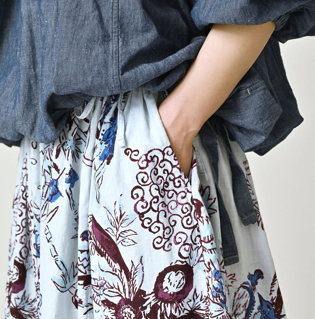 Indian Khadi Palampore Print Easy Gather Skirt