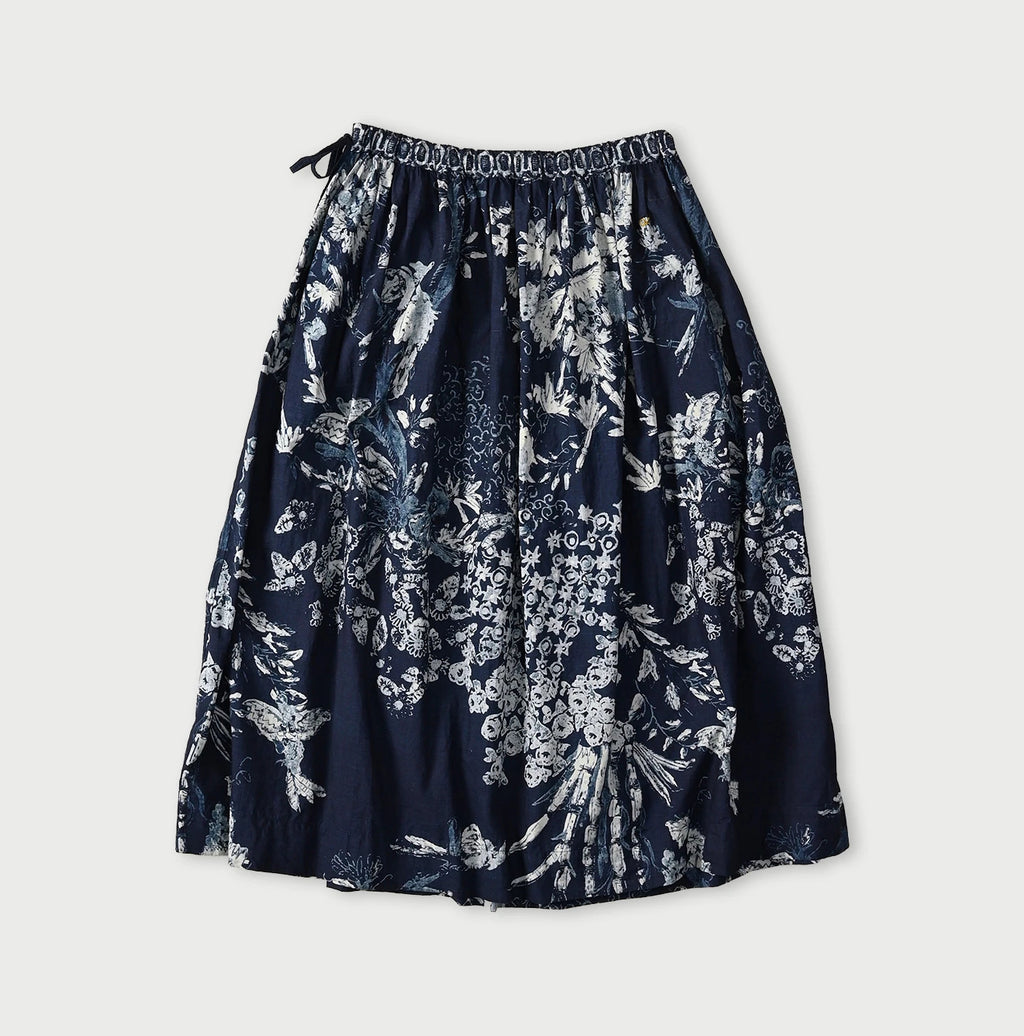 Indigo Hira Palampore Print Easy Gather Skirt