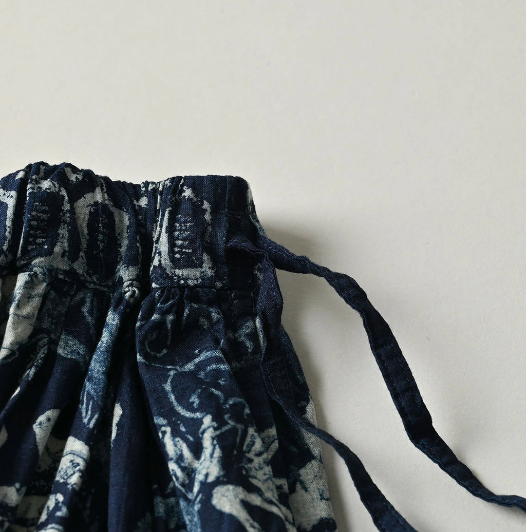 Indigo Hira Palampore Print Easy Gather Skirt