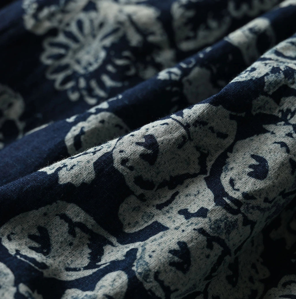 Indigo Hira Palampore Print Easy Gather Skirt