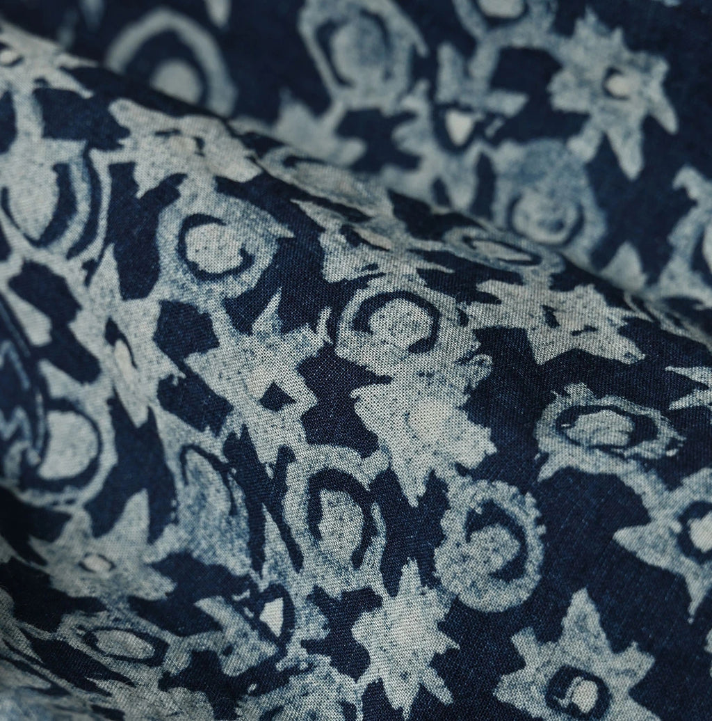 Indigo Hira Palampore Print Easy Gather Skirt