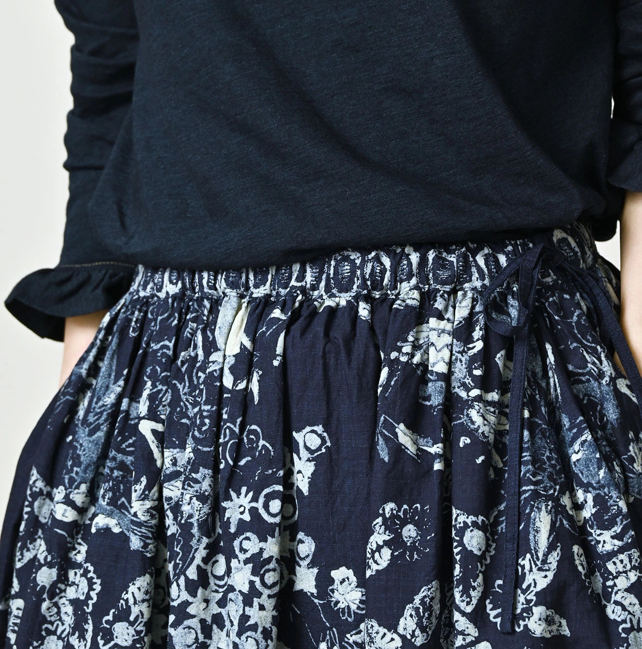 Indigo Hira Palampore Print Easy Gather Skirt