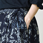 Indigo Hira Palampore Print Easy Gather Skirt