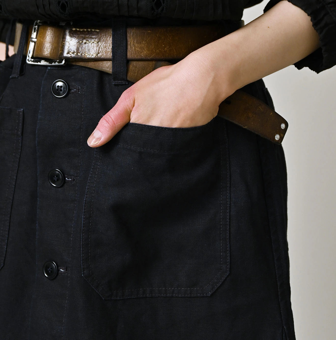 Indigo Linen Cloth Bell Skirt