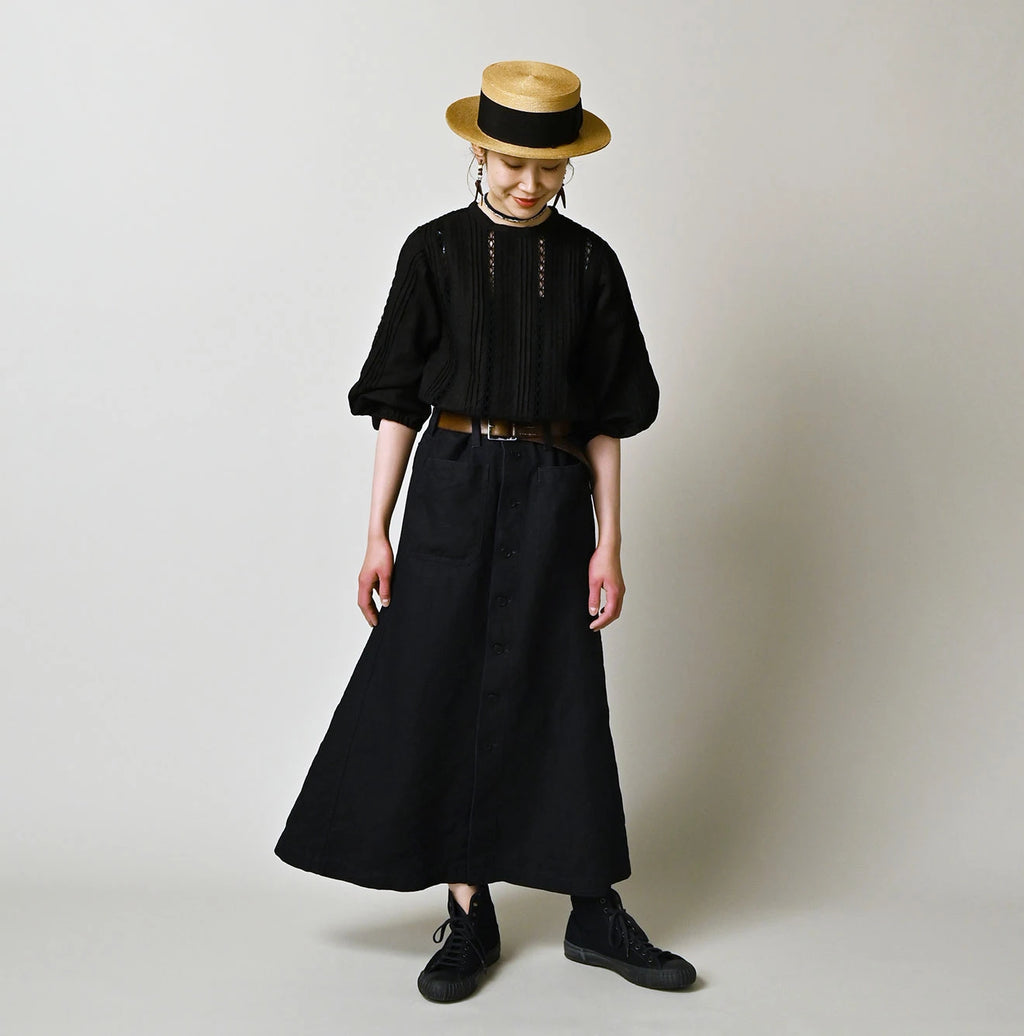 Indigo Linen Cloth Bell Skirt