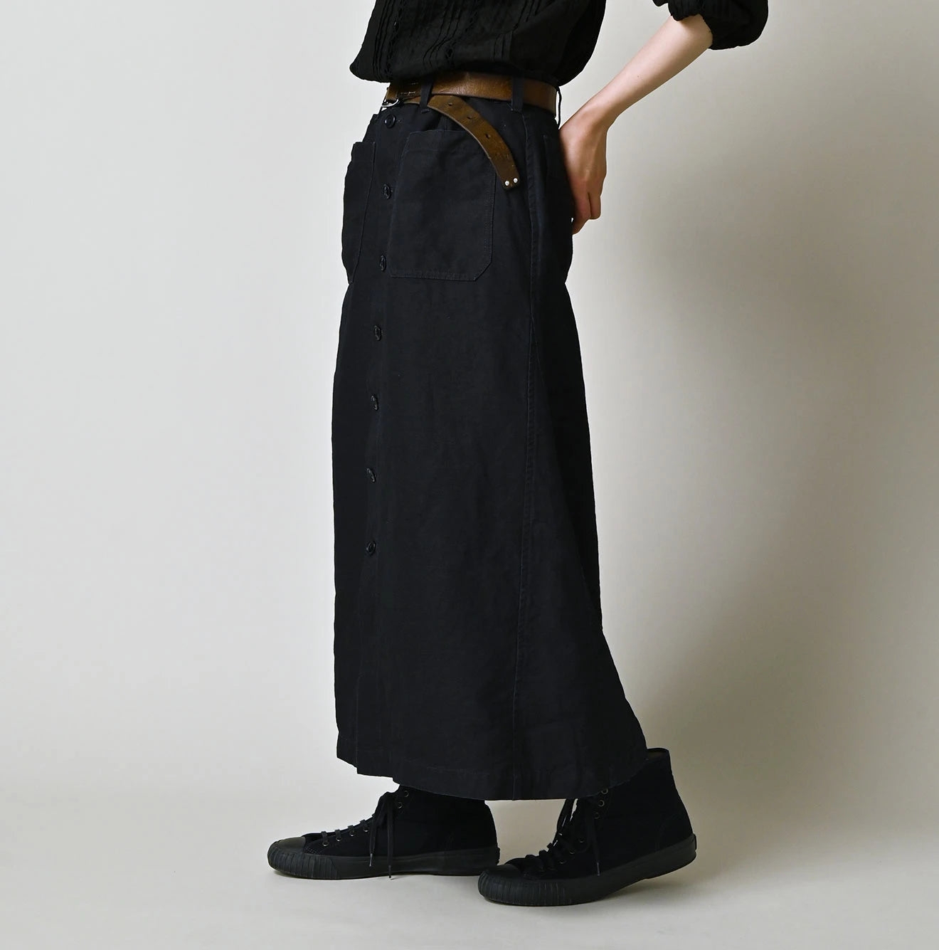 Indigo Linen Cloth Bell Skirt