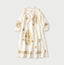 Indian Linen Gold Leaf Print Shirred Dress