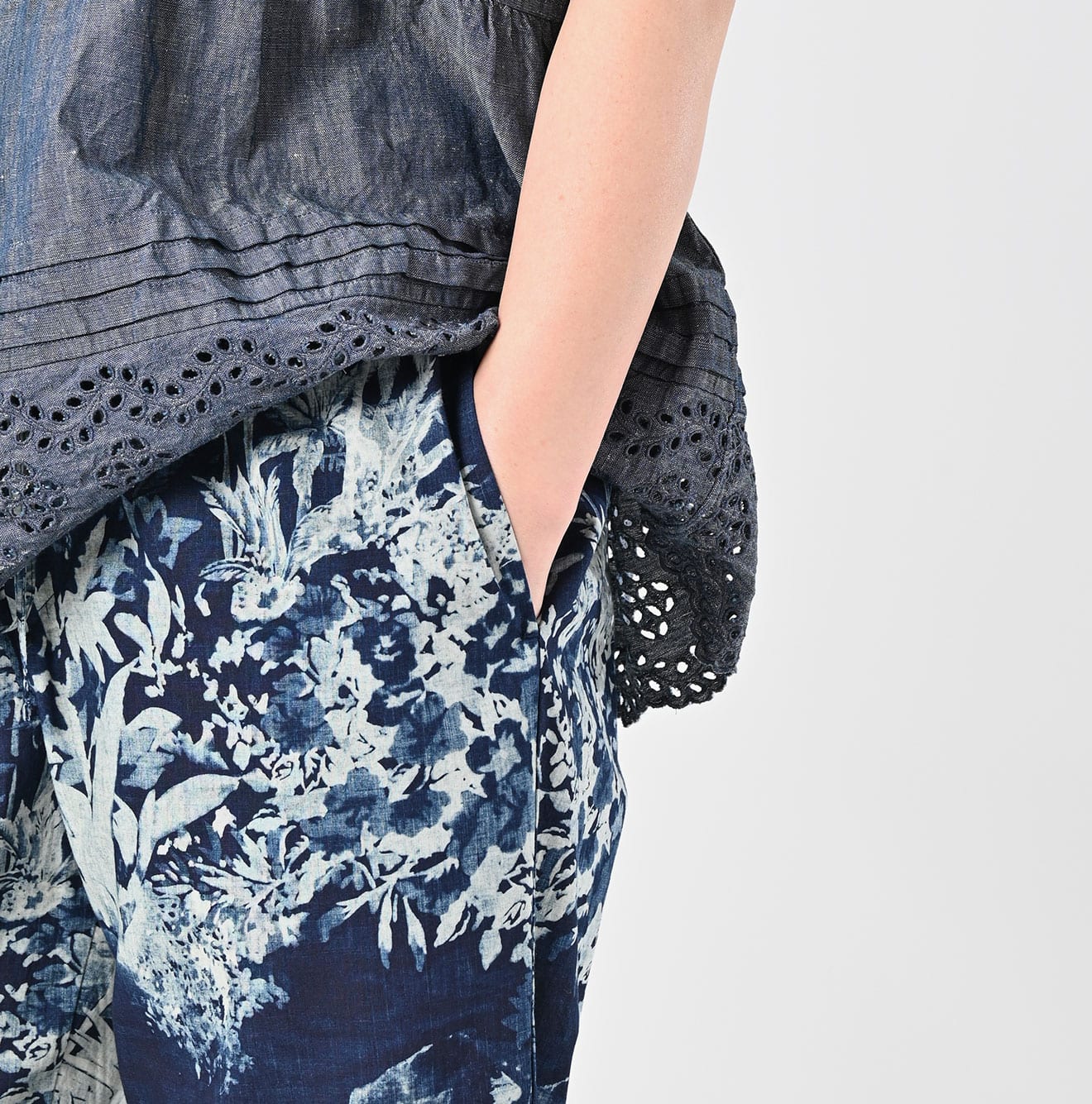 Indigo Irie Aloha Print Easy Pants Detail