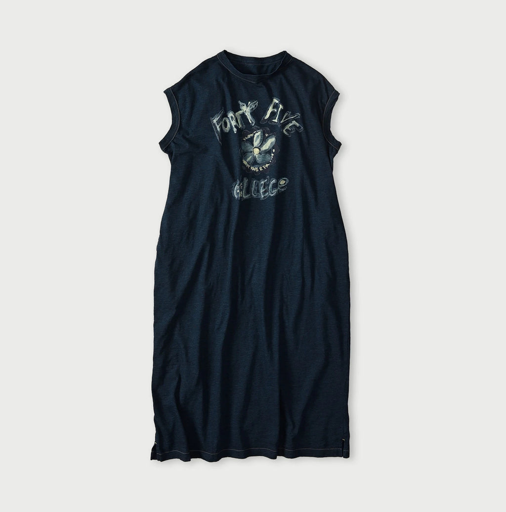 Indigo Hippie Flower Collage Print M Dress