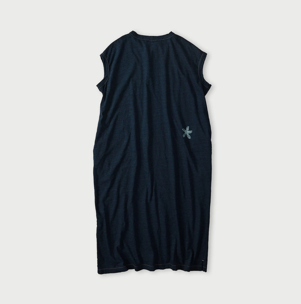 Indigo Hippie Flower Collage Print M Dress