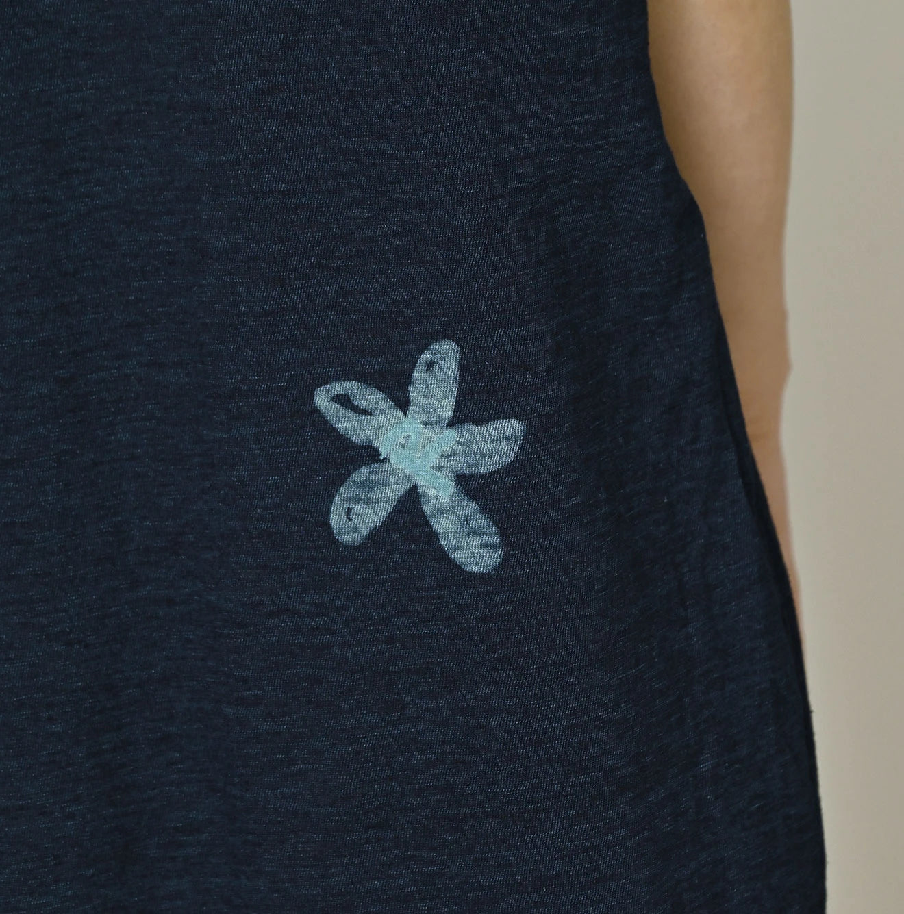 Indigo Hippie Flower Collage Print M Dress