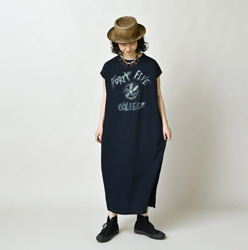 Indigo Hippie Flower Collage Print M Dress