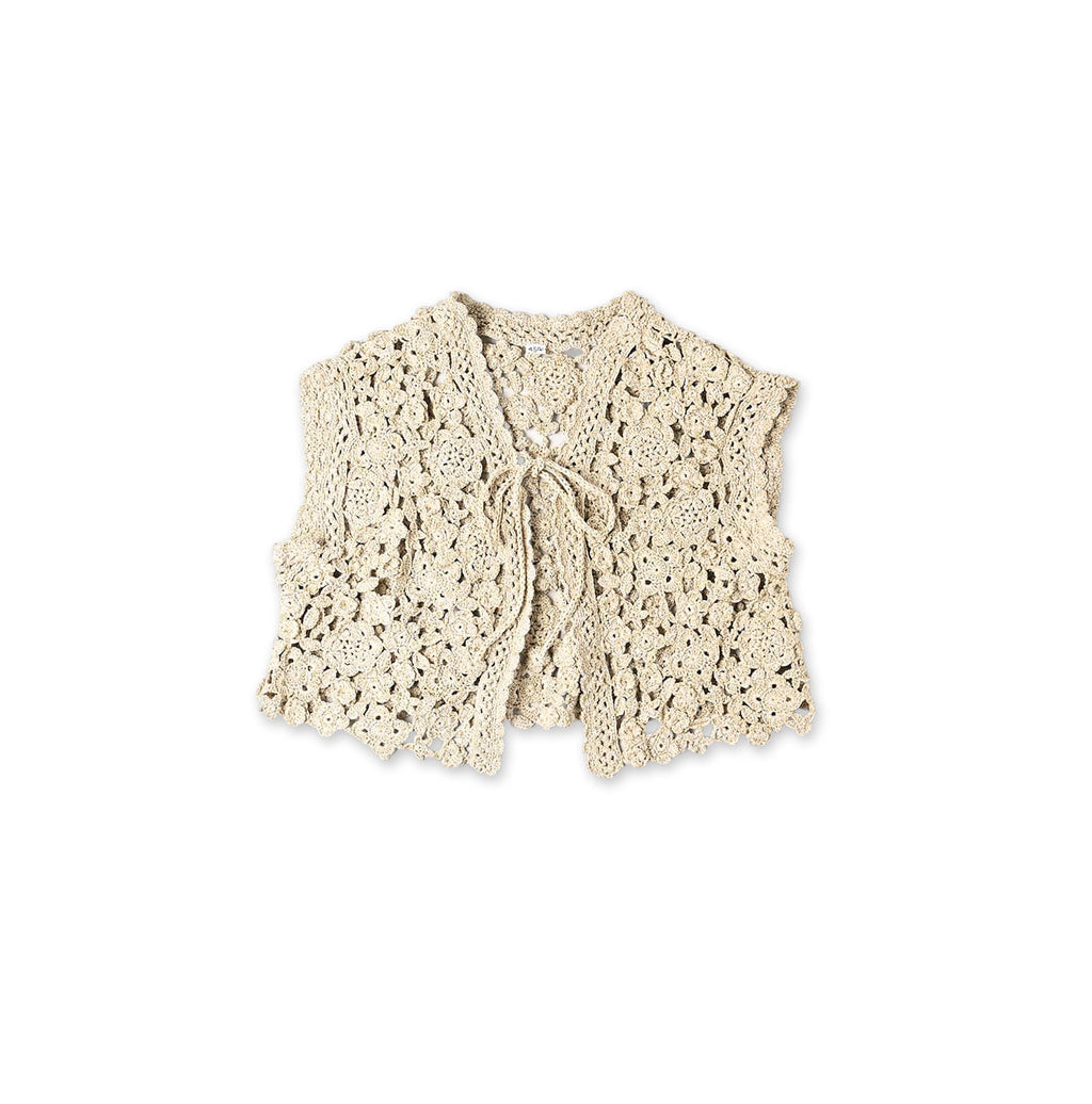 Japanese Paper Crochet Flower Bolero Beige
