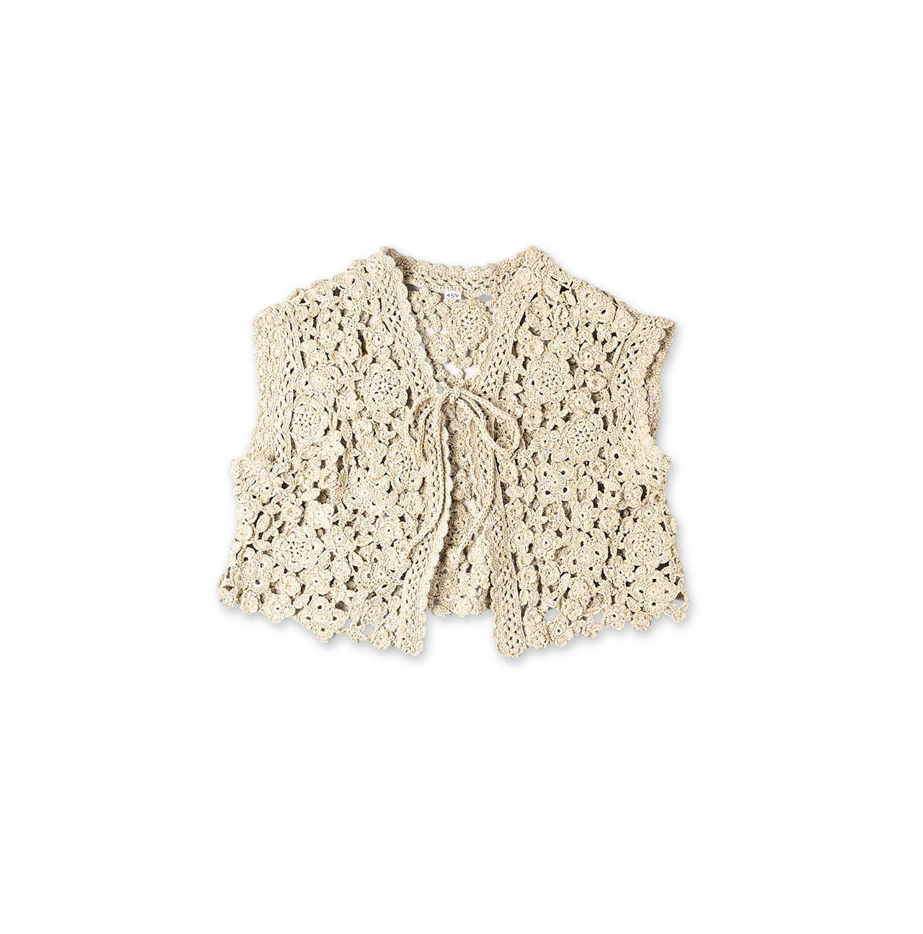 Japanese Paper Crochet Flower Bolero Beige