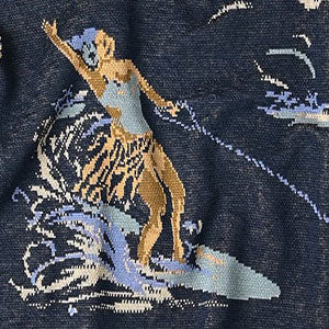 Indigo Surf Hula Girl Jacquard