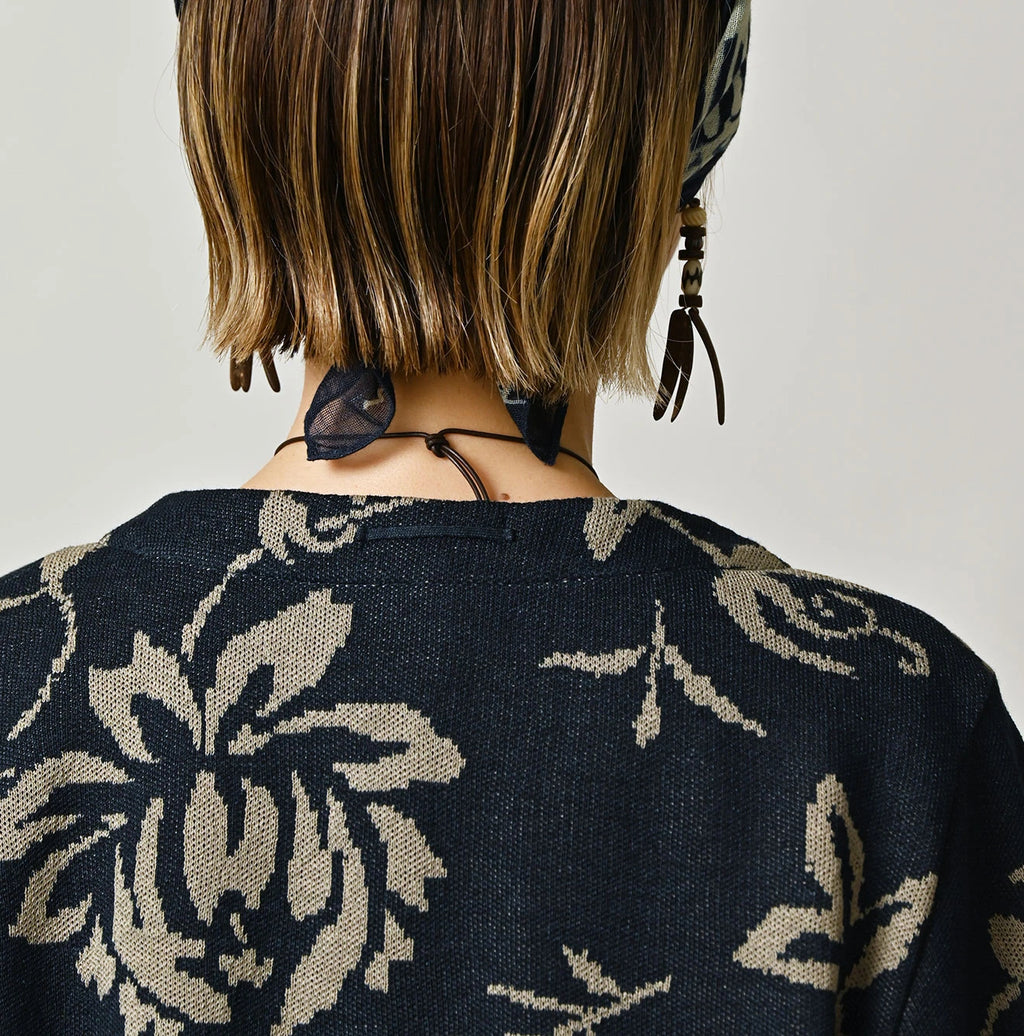 Indigo Base LeiLei Aloha Jacquard Cardigan