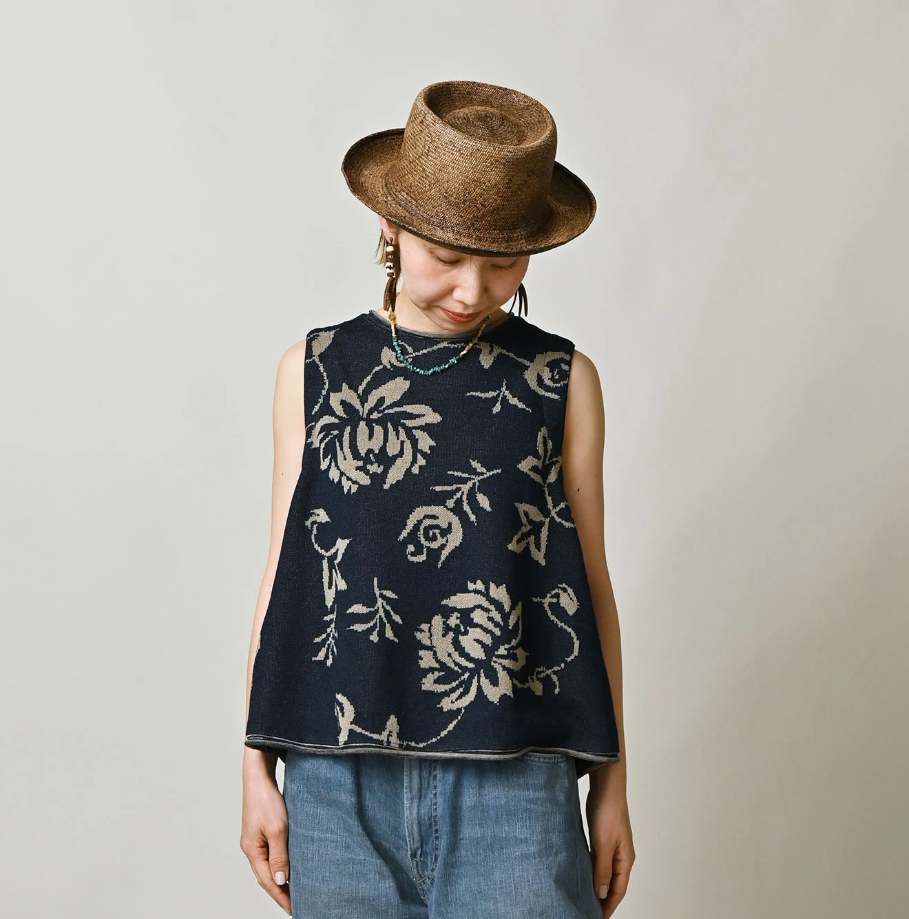 Indigo Base LeiLei Aloha Jacquard Camisole