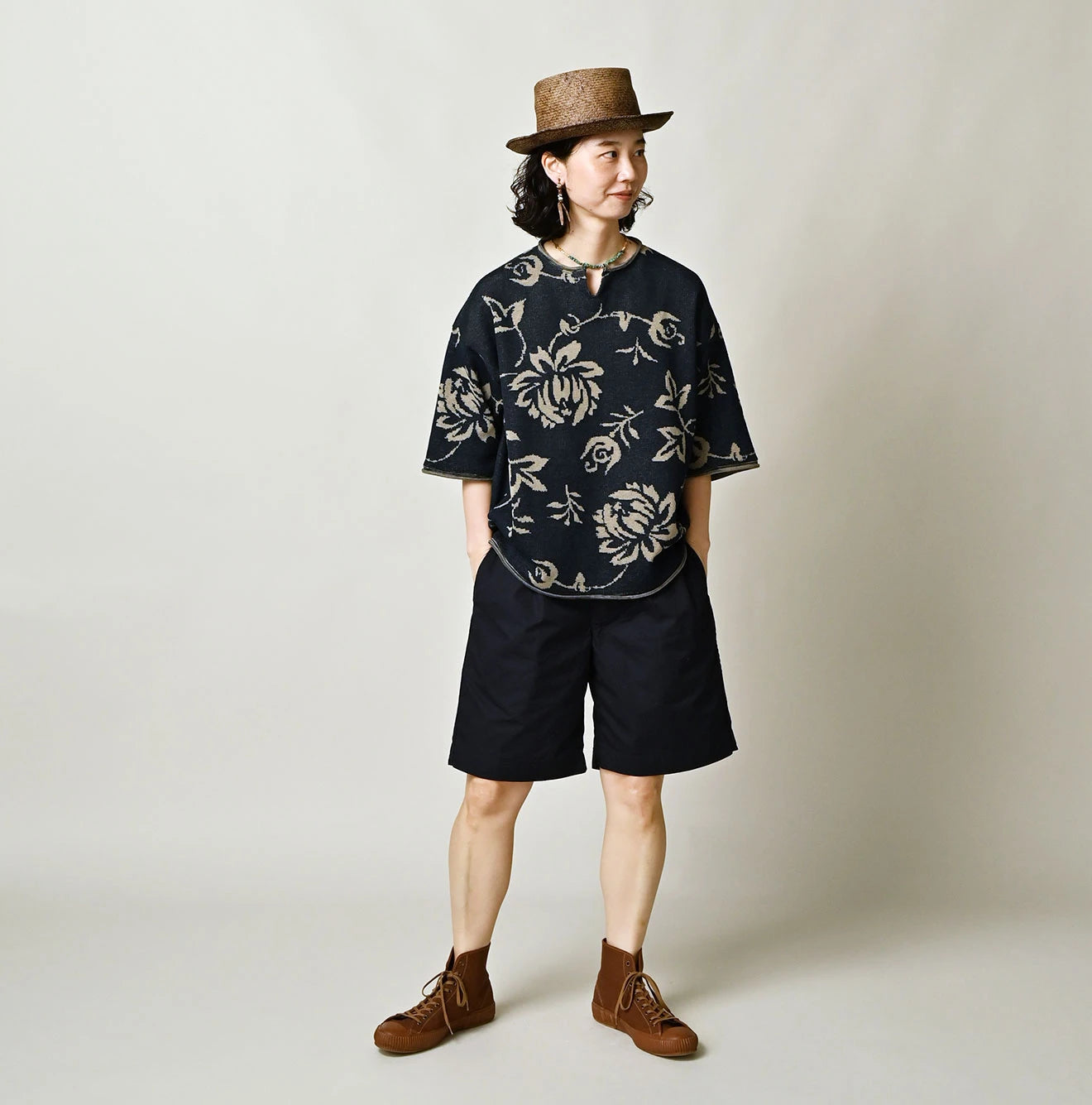 Indigo Base LeiLei Aloha Jacquard T-shirt