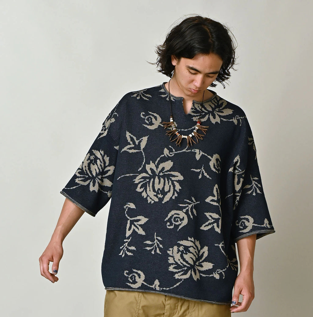 Indigo Base LeiLei Aloha Jacquard T-shirt
