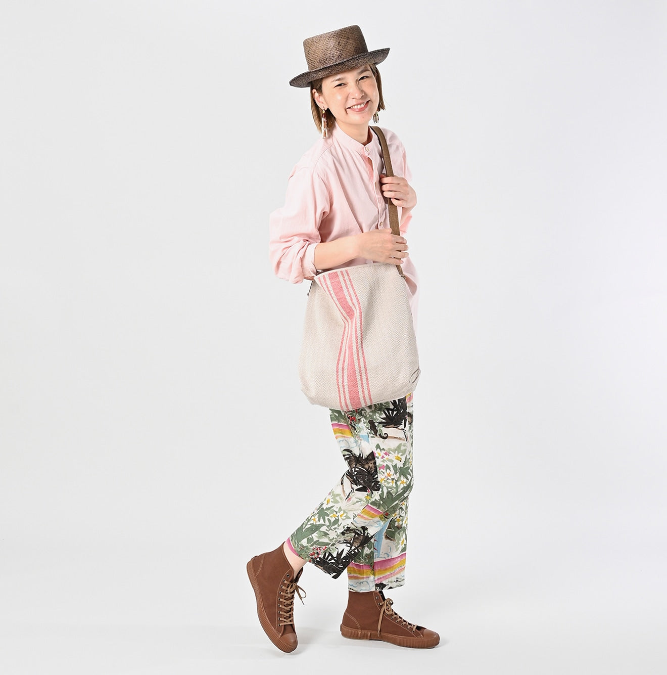 Jacquard Striped Bag Female Model