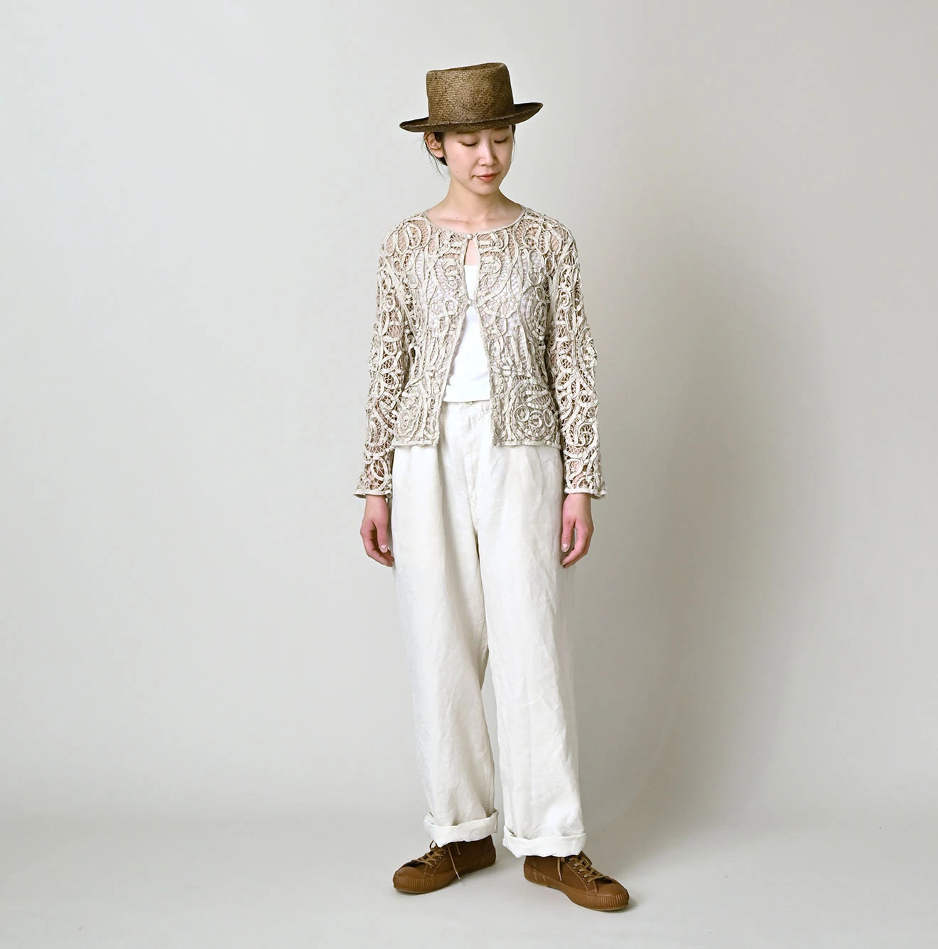 Linen Ribbon Battenberg Embroidery Bolero