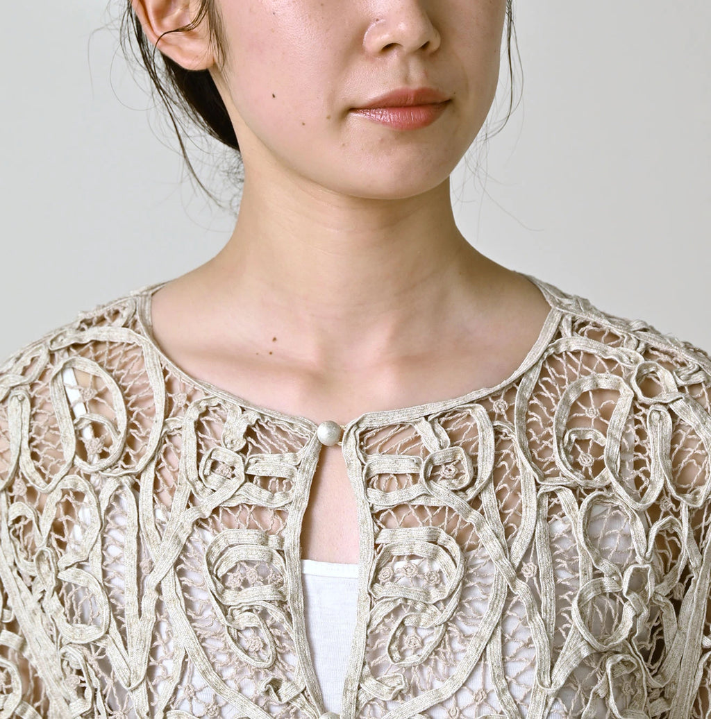 Linen Ribbon Battenberg Embroidery Bolero