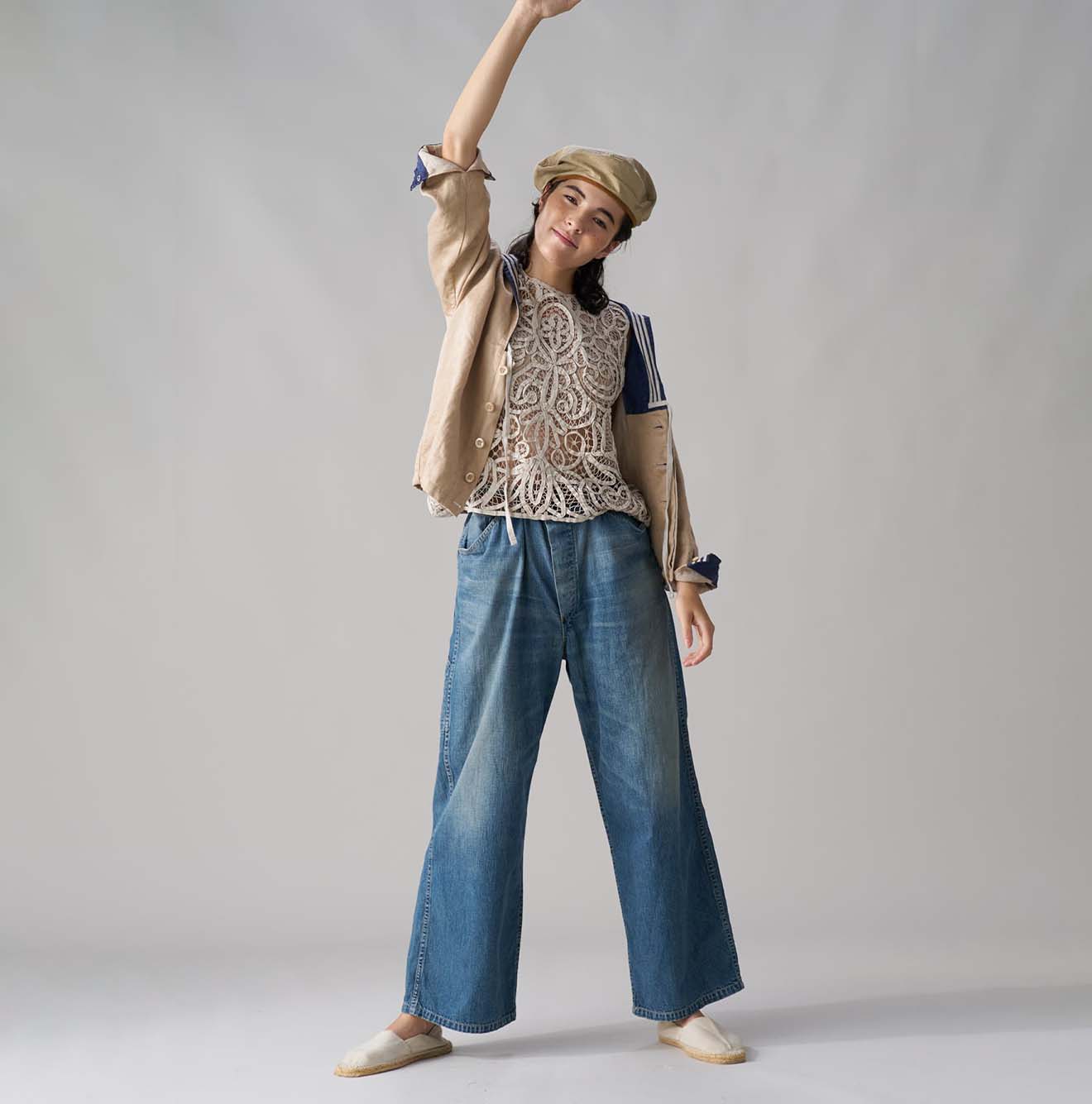 Linen Sateen Sailor Blouse