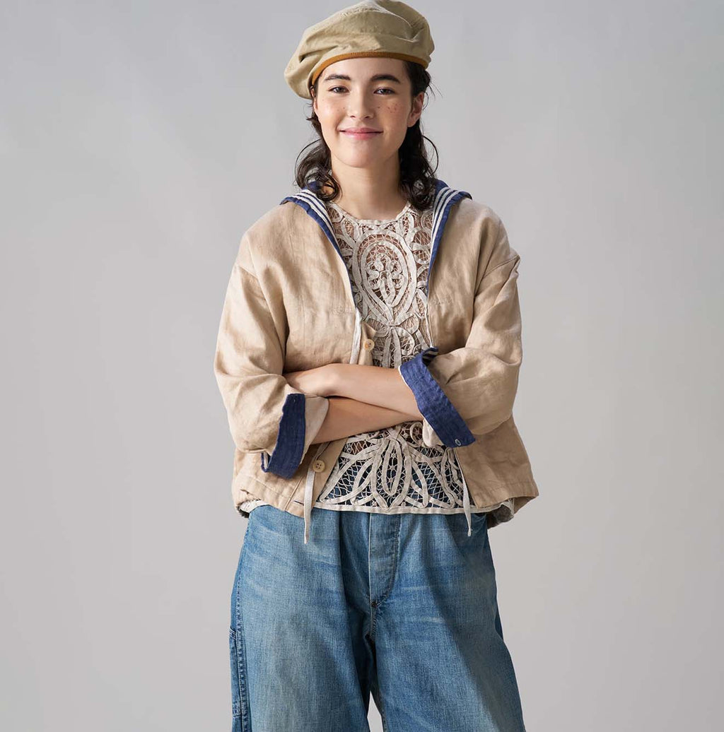 Linen Sateen Sailor Blouse