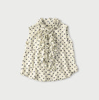 Gauze Polka Dots Print Frill Sleeveless Top